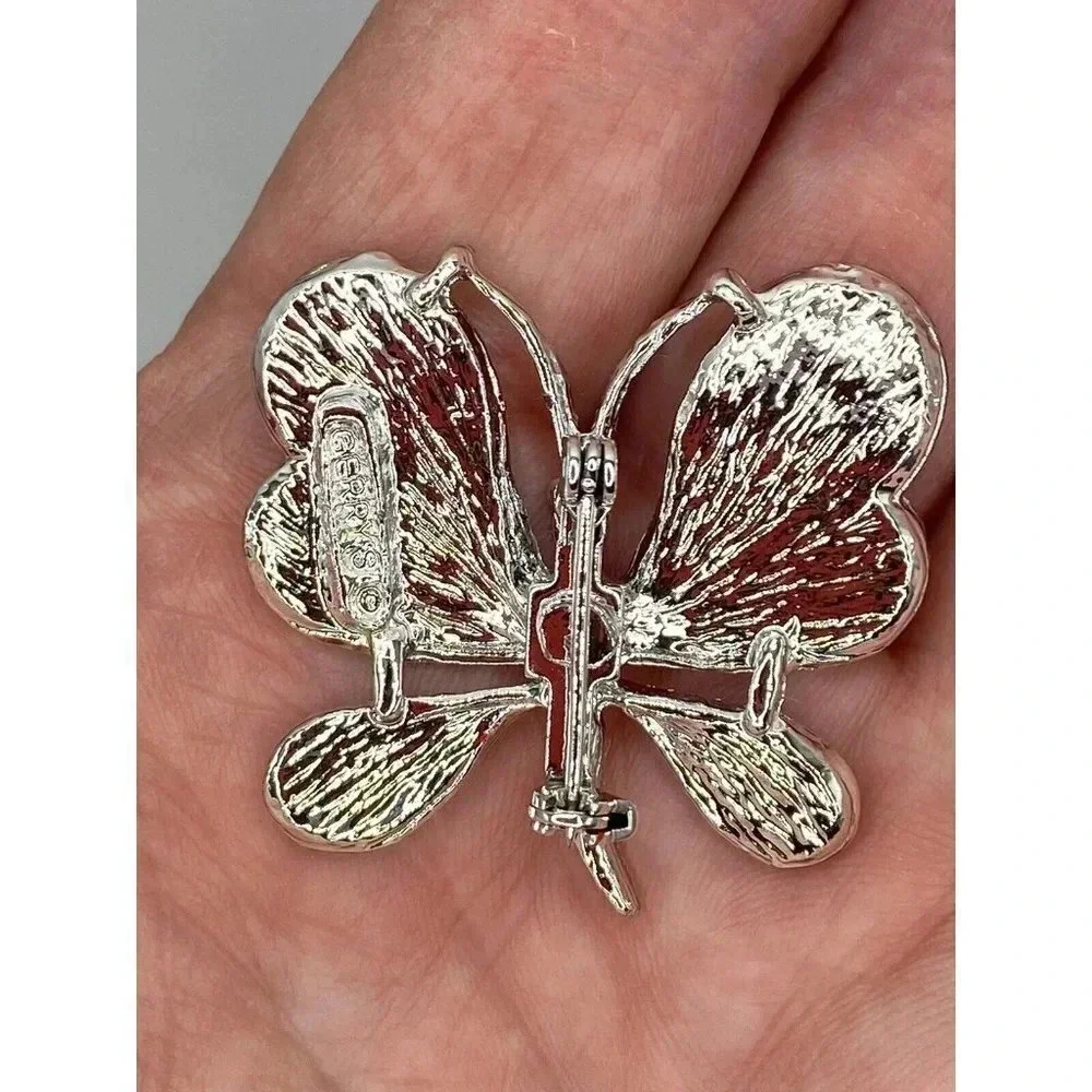 Vintage Signed Silver Tone Figural Gerry’s Butterfly Brooch Pin 1.5” X 1.5” - Picture 2 of 6